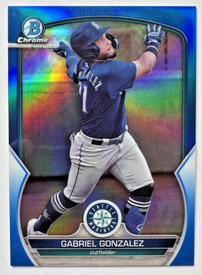 Gabriel Gonzalez 2023 Bowman Chrome BLUE REFRACTOR RC #BCP-213 Mariners #'d /150