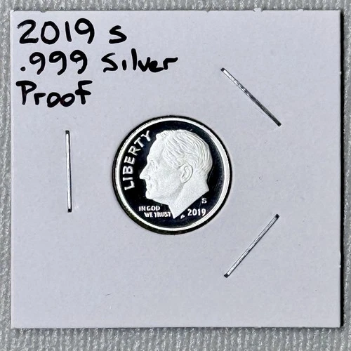 2019 S Silver Roosevelt Dime ~ Mirror Proof ~ First Year 99.9% Silver
