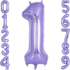 Purple Number 1 Balloon 40 Inch, Big Large Foil Helium Number Balloons, Jumbo...