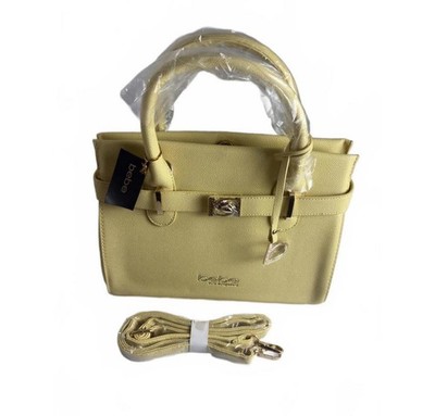 Bebe  Evie Satchel Blonde Handbag with Gold Hardware