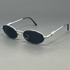 Vintage Gianni Versace Women's Sunglasses Silver Oval Metal Frame Italy