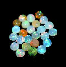 Natural White Ethiopian Opal Round Shape 25 Pcs Lot Loose Gemstone 9.5 Ct 5X5 mm