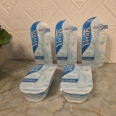 Lot of 5 Gillette Venus Embrace Sensitive Disposable Razors 2ct Each - Total 14