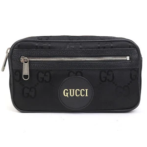 AUTH GUCCI OFF THE GRID SAC CEINTURE NOIR BANDOULIÈRE HOMME CUIR DE VEAU GG NYLON F/S