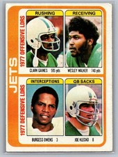 1978 Topps #519 Clark Gaines / Wesley Walker / Burgess Owens / Joe Klecko