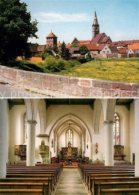 Eschenbach Wolframs Liebfrauenmuenster Ansicht von Sueden und Innenraum