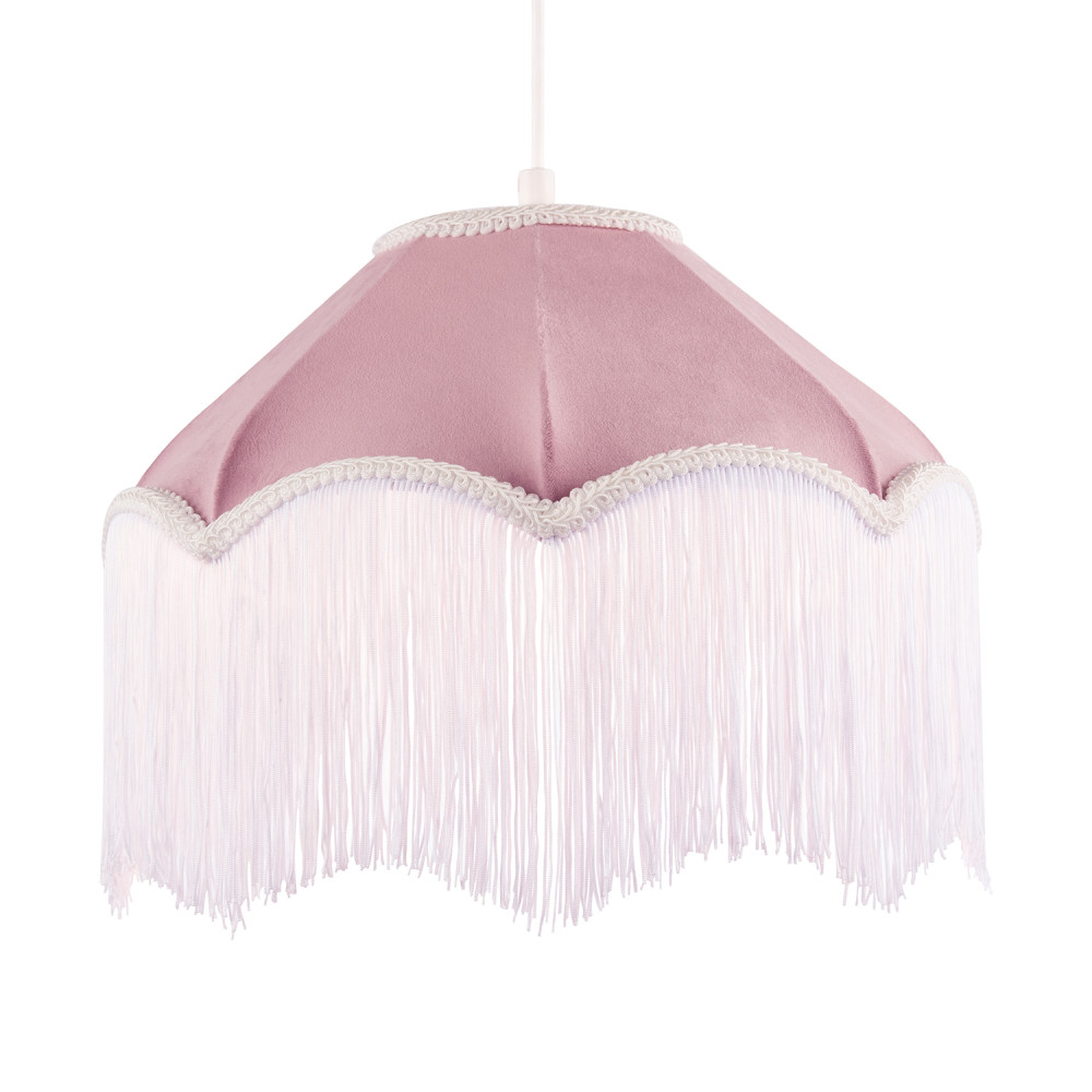 Classic Chic Victorian Shape Pendant Light Shade in Blush Pink Velvet by Happ...