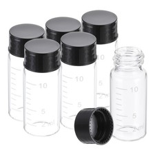 6pcs 10ml Small Clear Glass Vials with Black Screw Cap Glass Graduated