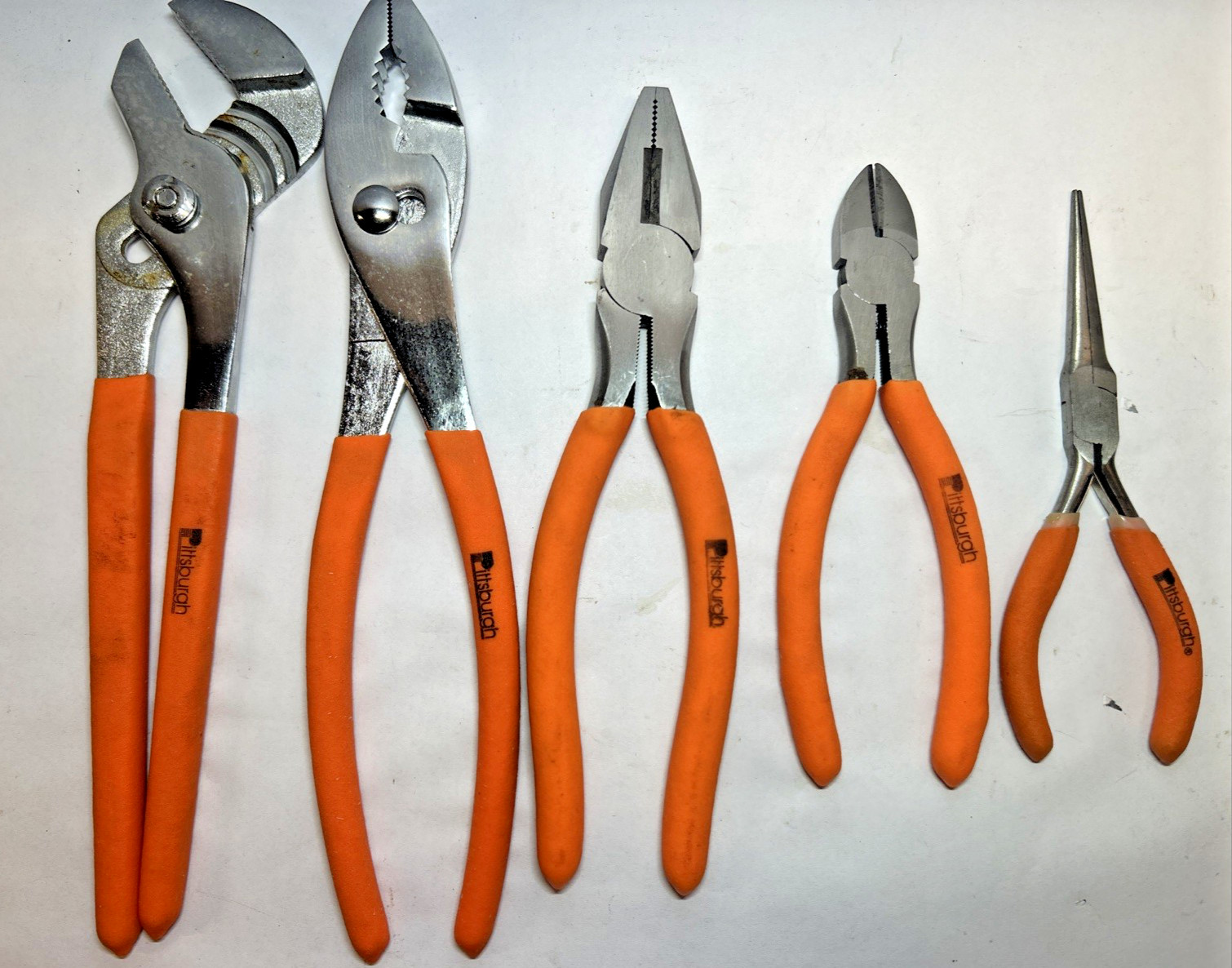 PITTSBURGH 5 pc Various Plier Set Carbon Steel Linesman Long Nose Cutter