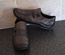 * RIEKER ANTISTRESS CELIA * GERY LEATHER SLIP ON COMFORT SHOES * UK 7.5 (41)