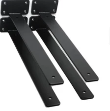 4 Pack - 14 inch Black Hidden L Shelf Bracket (1/5 Inch Thicked) Iron Floatin...