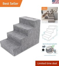 4-Step Pet Stairs with Non-Slip Design - Safe Foam Steps for Small Dogs  Cats
