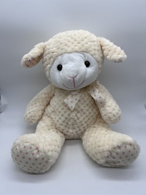 HUGFUN INTERNATIONAL Plush LAMB Lovey Off White Pink Polka Dot Ears/feet 15 