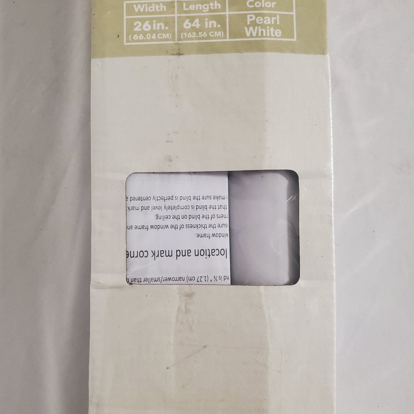 CORDLESS Easy Lift MINI BLIND - 26 in Width, 64 in Length, 1" Slat, PEARL WHITE,