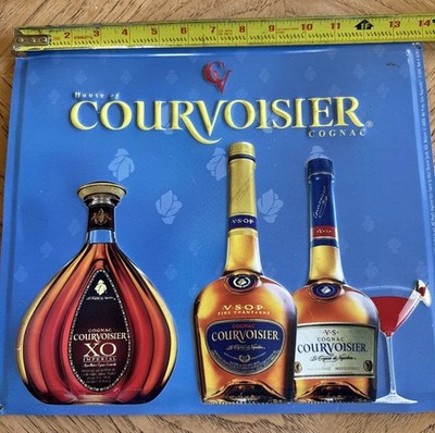 Courvoisier Cognac Tin Sign specifically highlighting their VSOP and VS
