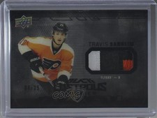 2017-18 SPx UD Black Lustrous Rookies Onyx 4/35 Travis Sanheim #LR-TS Patch s6d