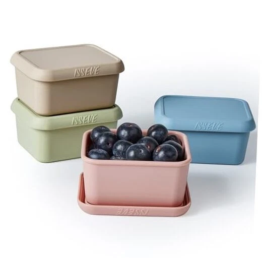 8oz Silicone Snack Containers for Kids, 1 Cup Reusable Small Containers with 4