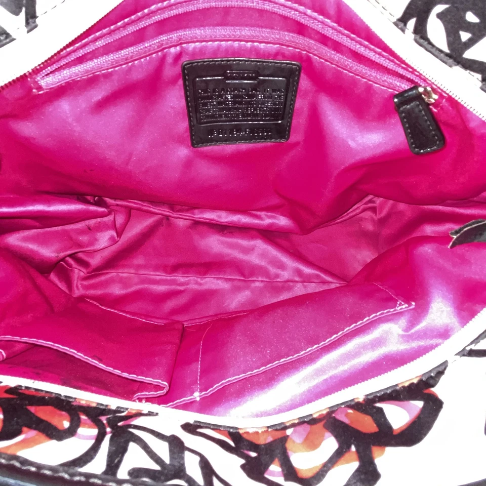 Coach Poppy Daisy Floral Graffiti Tote Black White Hot Pink - Image 3 of 4