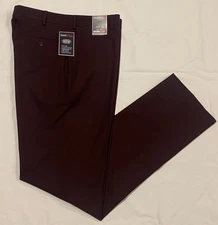NWT-Roundtree & Yorke Travel Smart Men's 38x36 Classic fit flat front pants-wine