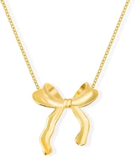 14K Gold Plated Dainty Bow Pendant Choker Necklace for Women