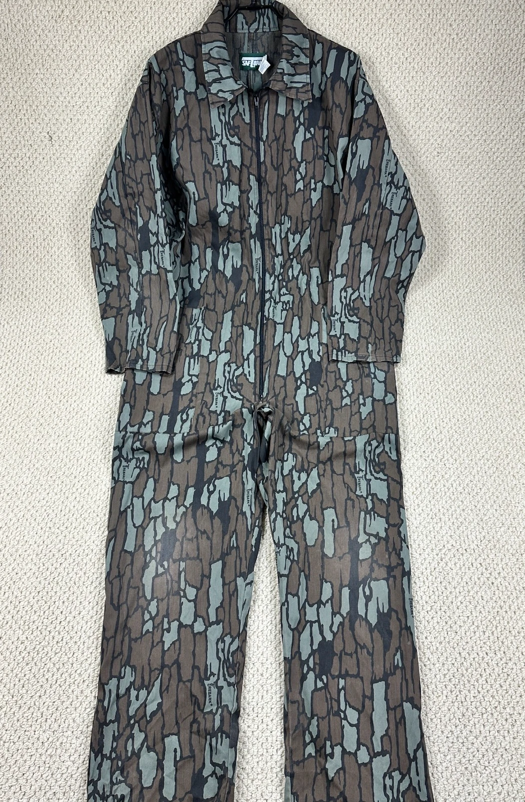 Vtg Saftbak Coveralls Mens L Trebark Camo Outdoor Hunting Jumpsuit USA Made