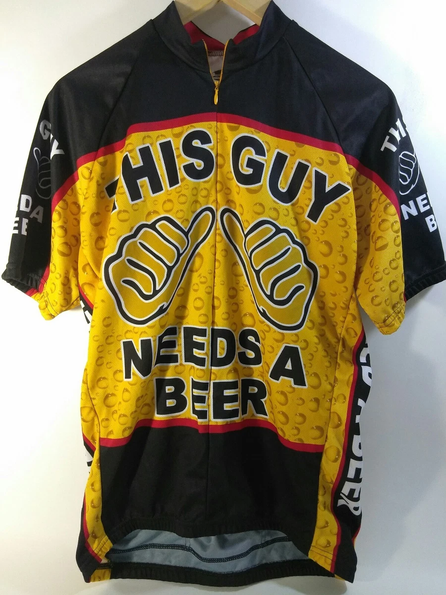 NWOT Men s Cycling Jersey Large This Guy Needs A Beer Theme Road