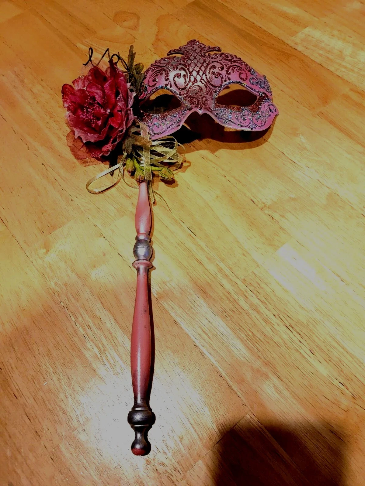 Italian Mask VENICE ART Hand-Made in Italy STAMPED With headdress PINK