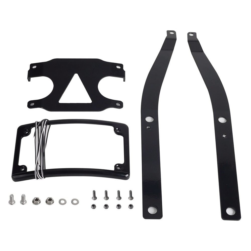 12° Curve License Plate Holder Bracket w/LED Frame For Harley Fat Bob FXFB FXFBS