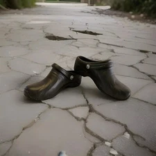 Anywear Shoes Womens 9  Clogs Slip On Back Strap Black Rubber Comfort Round Toe