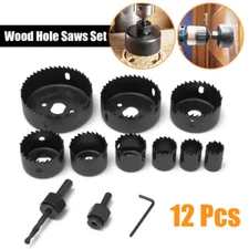 12Pcs Hole Saw Cutter Carbon Steel Drill Bits Plastic Wood Sheet Metal Cutting