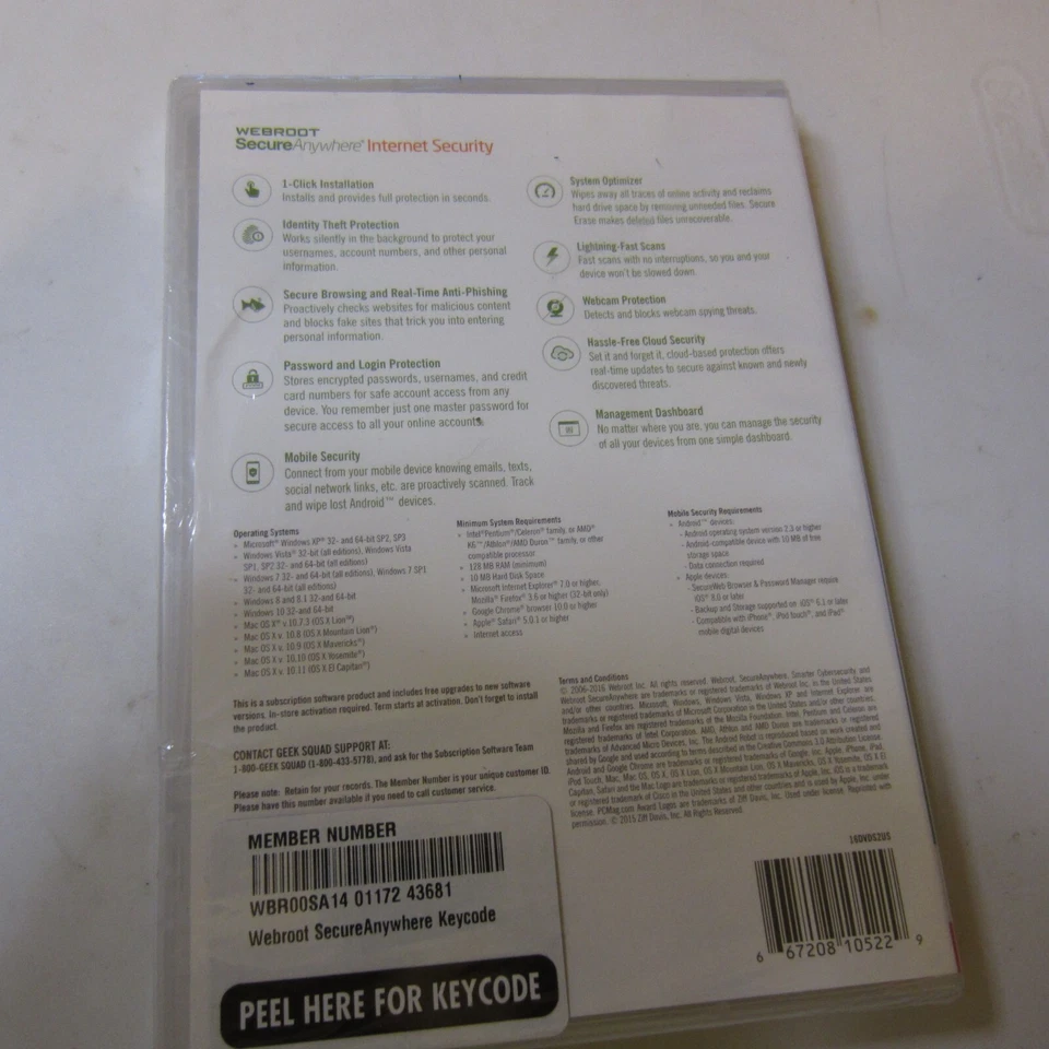 Webroot SecureAnywhere Internet Security - Protected for Windows & Ma NEW SEALED - Image 2 of 2