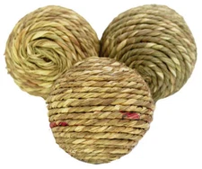 1272 Pk3 Seagrass Rope Ball 2.50" Diameter Parrot Foot Talon Toy Conure Ringneck