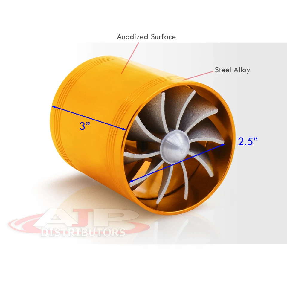 2.5" Intake Turbonator JDM Sport Dual Fan Gas/Fuel Saver Gold For Scion Foto 4 de 4