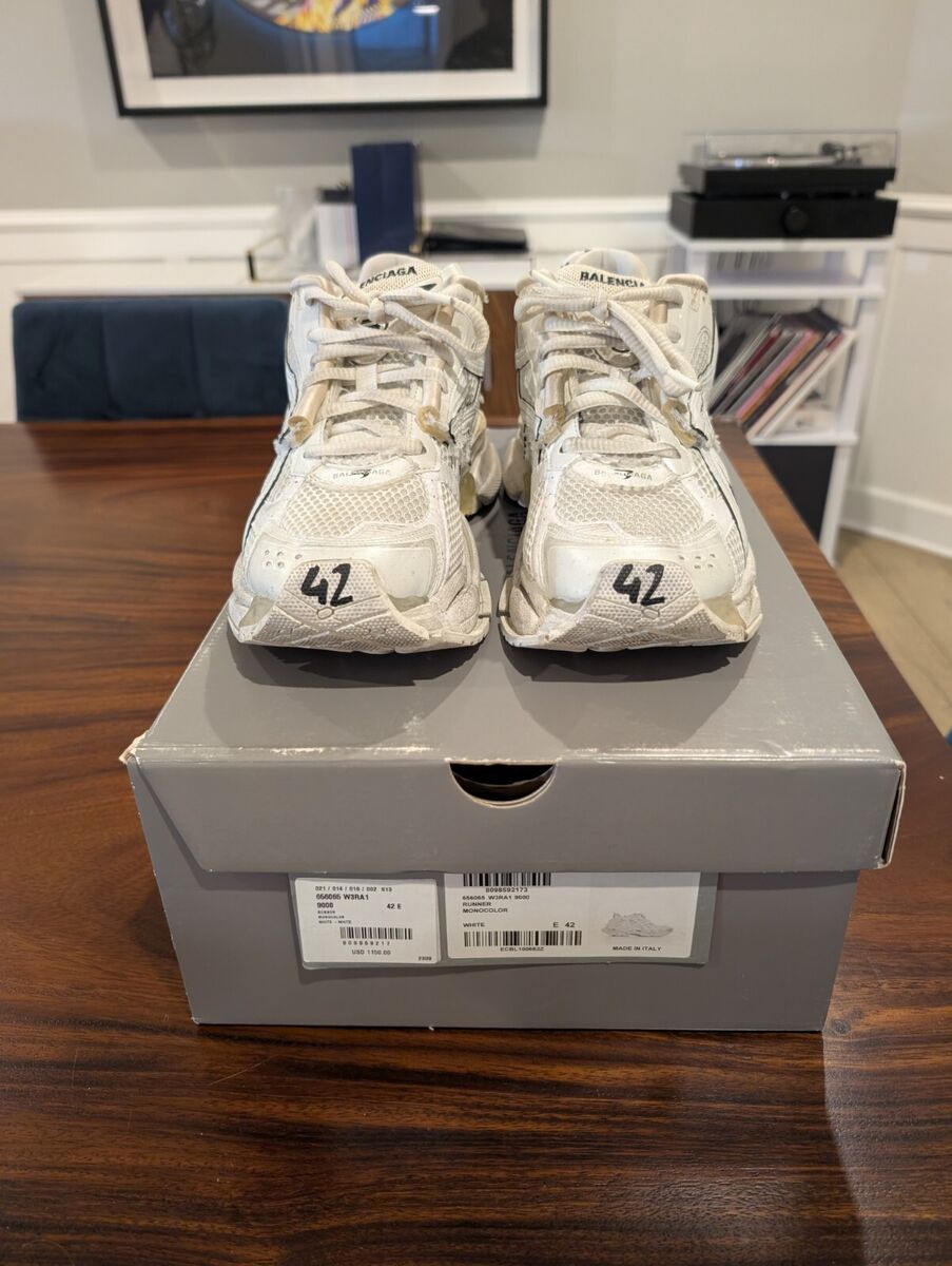 Balenciaga Runner Sneaker White Men Size 42/ Fit Size 10 US Balenciaga Runner Sneaker White Men Size 42/ Fit Size 10 US