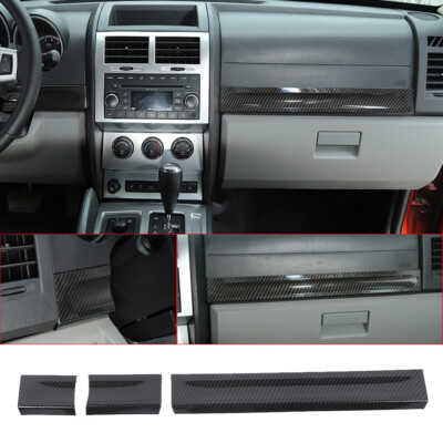 3 × Kohlefaser ABS Mittelkonsole Armaturenbrett Verkleidung für Dodge Nitro 2...