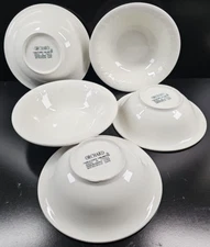 5 Tabletops Unlimited Orchard Soup Bowls Set White Fruit Emboss Dining Dish Lot