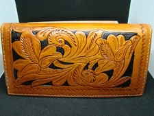 AMERICAN BISON LEATHER LARGE RODEO WALLET IN BOX !