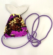 Mermaid Tail Mini Coin Purse Messenger Bag Crossbody Sequins Purple Pink Gold