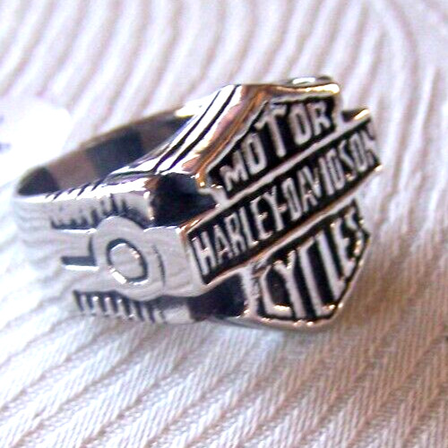 Harley-Davidson Men's Vintage Stainless Steel Bold Bar & Shield Size 9 Ring