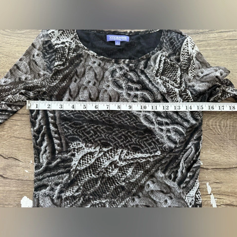 Vivienne Tam Stretch Doble Micro Malla Estampado Abstracto Nylon Top Talla Pequeña Foto 4 de 4