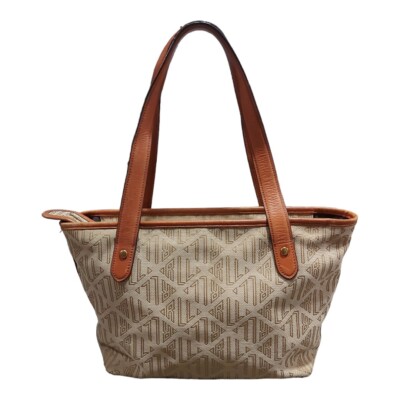 Lauren Ralph Lauren Signature Canvas & Leather Bag Tote Monogram