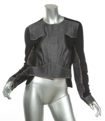 Manteau Bomber Nina Ricci Patchwork Noir Et Denim - Taille M (US8/FR40) - Neuf Sans étiquettes