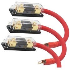 3x 200 AMP ANL Gold Terminal Fuse Holder BATTERY INSTALL KIT 0 GAUGE 1FT OFC RED