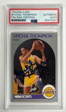 Mychal Thompson Signed 1990-91 NBA Hoops Card 160 Lakers PSA 84472201