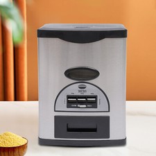 22lb Rice Dispenser Auto Rice Dispenser Stainless Steel Rice Storage Box Black