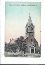 Post Card Postcard Spring Valley Illinois Ill Il Church Peter Paul