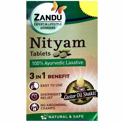Zandu Ayurvedic Nityam Tablets (30Tabs) for Constipation, Useful in Gas, Acidity