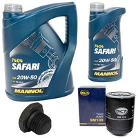 MotoröL Set 20W-50 6 Liter + ÖLfilter Sm 108 + Schraube FüR Opel Omega A 2.3 D
