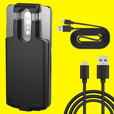 Heavy-Duty 6800mAh Back Pack Power Station +Cable f Motorola Moto G7 Plus XT1965