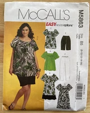 McCall's Sewing Pattern 5863 Misses Tops Dress Shorts Capri Pants Easy 8-16 UC